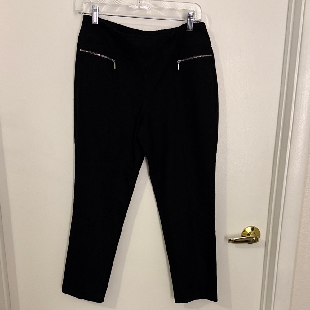 Chico's Elegant Black Trousers with Zipper Accents